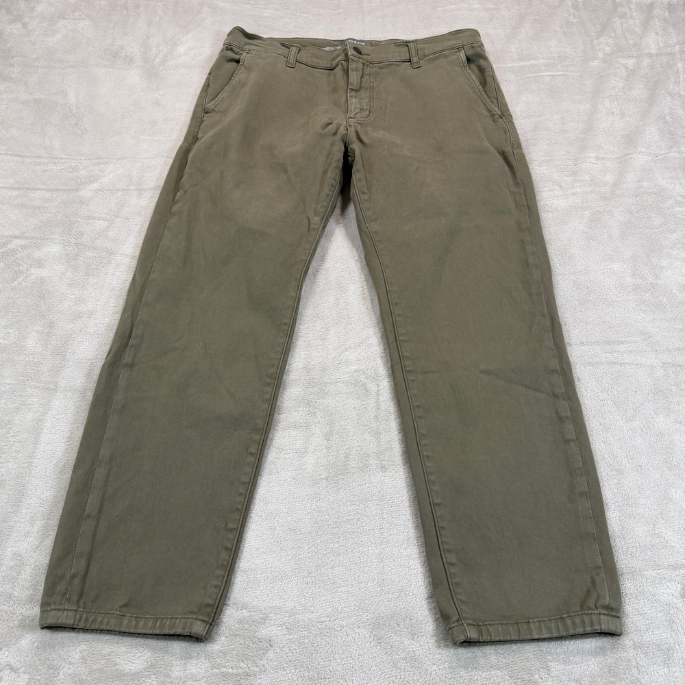 Ash & Erie Essential Chino Pants Mens 34x27 Olive Slim Straight Stretch Cotton